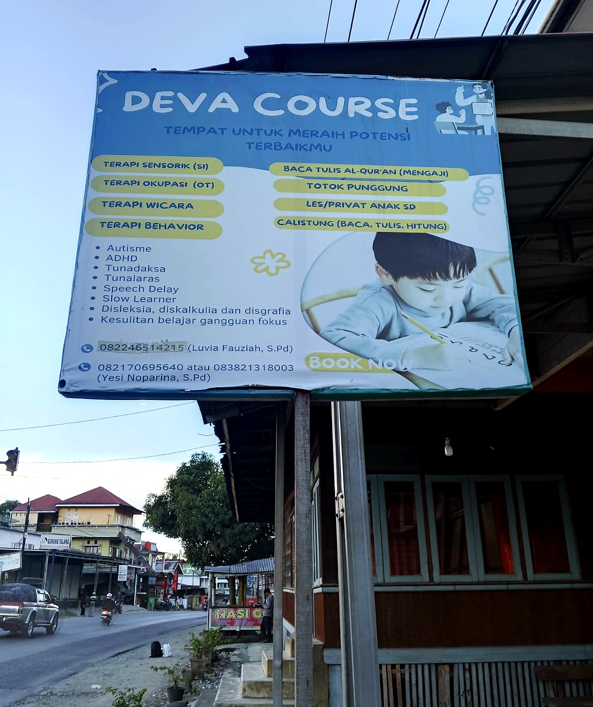 Tampak depan lokasi Deva Course di Pasar Usang Cupak